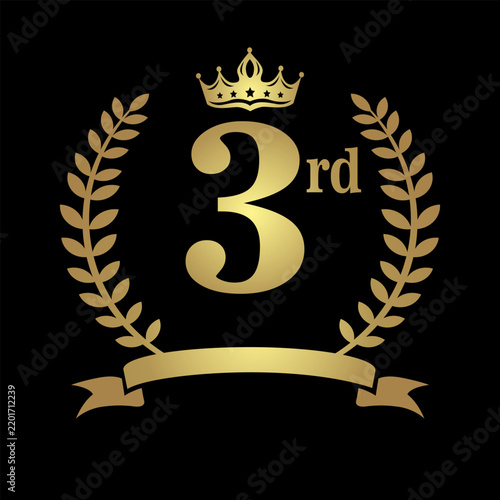 A golden laurel wreath with the text 3rd in the center.  The overall an or achievement symbol