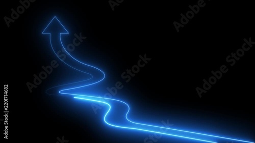 Man walking up arrow on a winding path toward a large upward arrow, representing business strategy, long-term growth, and corporate success, 3D render.4k motion graphics video