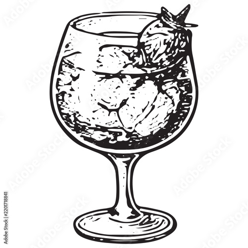 Fruit Cocktail with Ice and Fresh Garnish