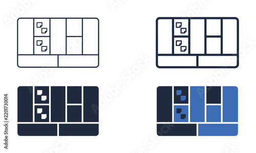 Business model canvas framework vector icon set for strategic planning, value proposition design, and startup business architecture