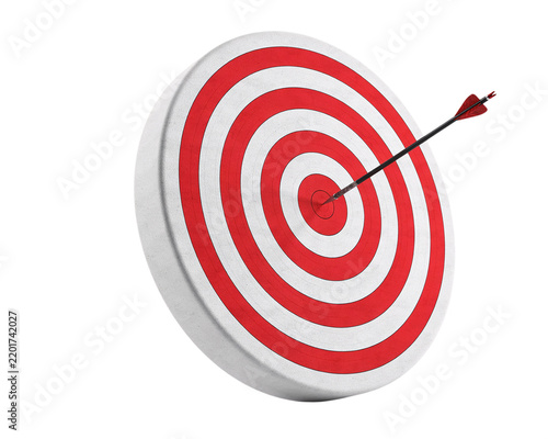 Archery target with arrow in bullseye isolated on transparent background