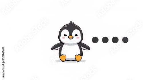 Cute baby penguin standing on white background
