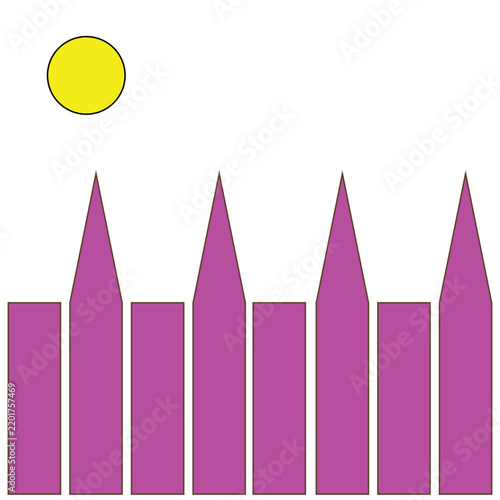 Sun Over Garden Fence Illustration Spring Backyard Scene for Kids Book Design