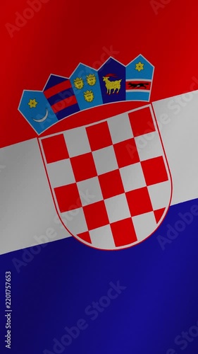 Waving croatian flag with national coat of arms