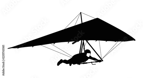 Obraz na plátne Hang glider silhouette against a white background depicts aerial recreation