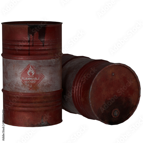Danger oil barrel with warning label