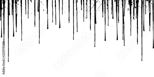 Black paint drips running down from the top edge on a clean white background