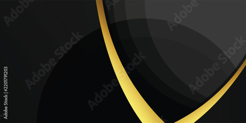 premium black abstract background vector with gold lines
