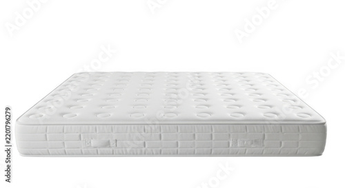 Comfortable white bed mattress isolated on transparent background