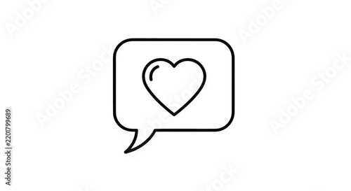 Heart icon inside speech bubble isolated on transparent background