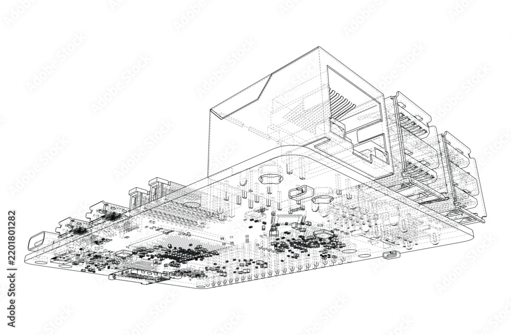 Fototapeta premium circuit board wireframe illustration. Vector