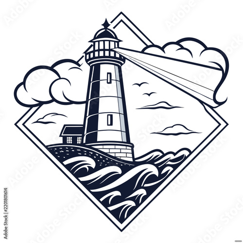Calm Lighthouse in Stormy Sea