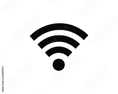 Wireless wifi signal icon set with black radio wave symbols for internet connection and network communication technology concepts design.