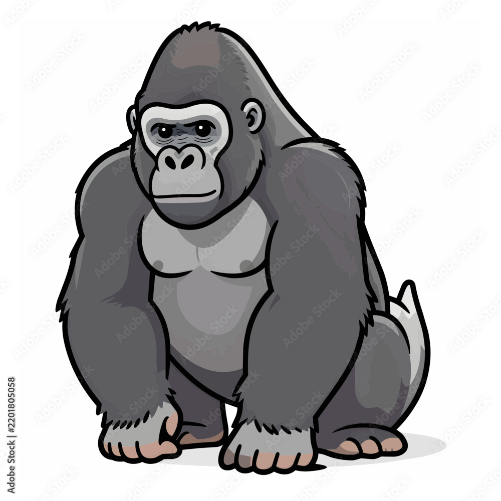 Fototapeta premium Mountain gorilla cartoon vector illustration
