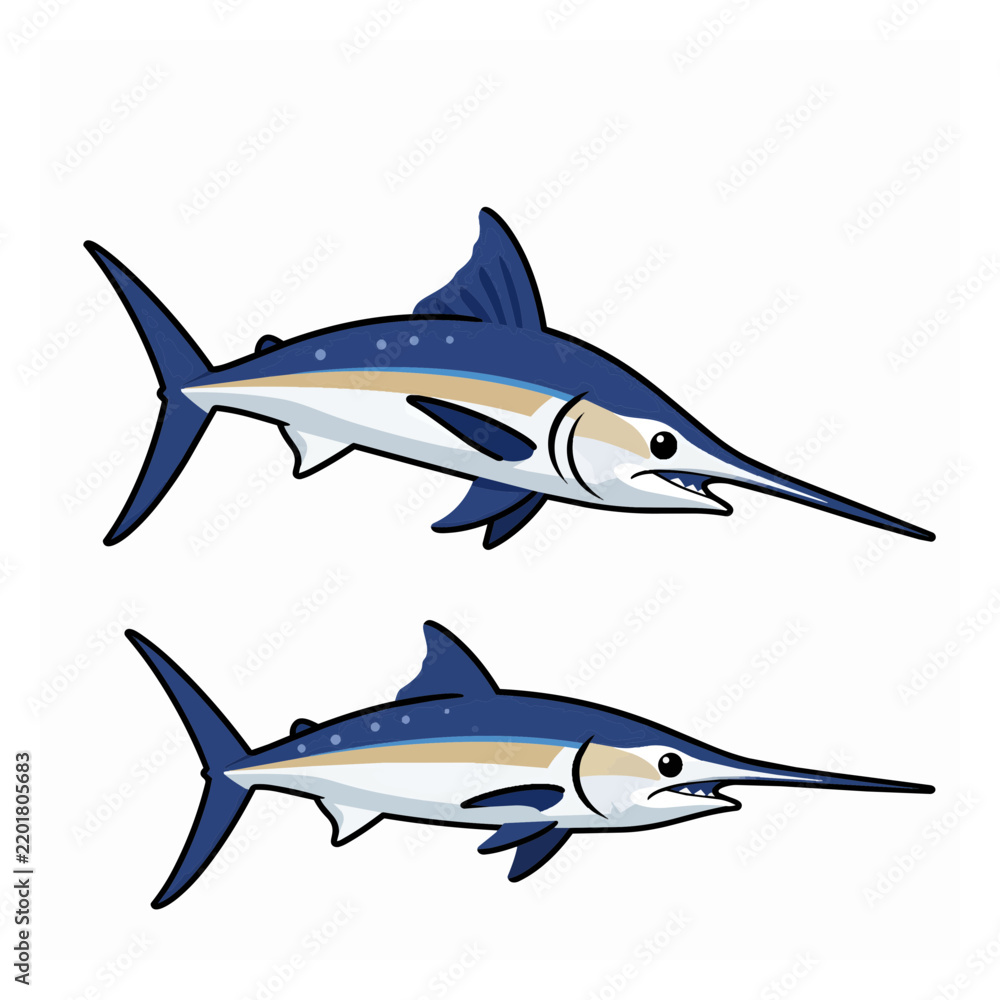 Obraz premium Broadbill Swordfish cartoon vector illustration