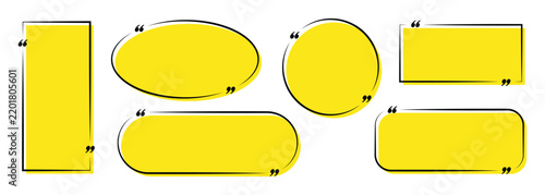 Quote box frame, big set. Quote box icon. Text box frame design template. Blank template, quote text info design boxes, quotation bubble symbols. Vector illustration.