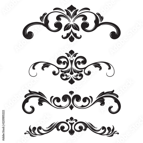 Elegant Vintage Black Ornamental Flourish Design Set