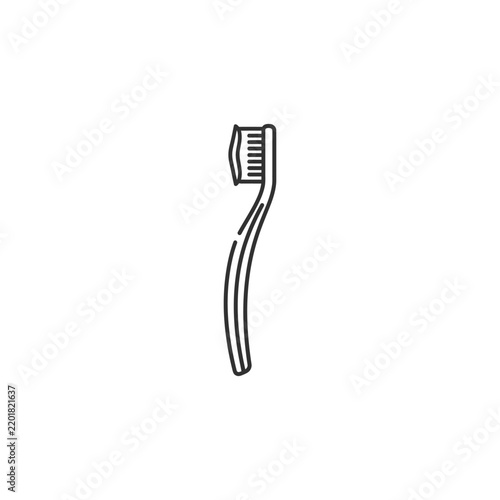 Simple outline illustration of a toothbrush isolated on a clean white background for dental hygiene