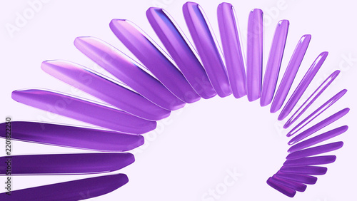 Фотография Futuristic 3d purple glossy rods curving in spiral arch motion
