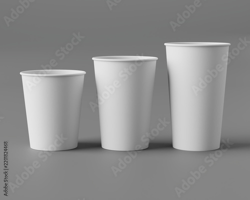 3D Render of Blank White Paper Cup Isolated on Neutral Background