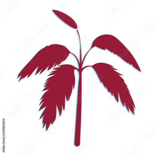 Red Wilted Leaf Plant Illustration with Transparent Background