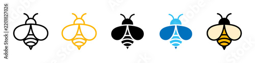 Bee icon featuring bumblebee pictogram, honey bee symbol and honeycomb hive vector illustration