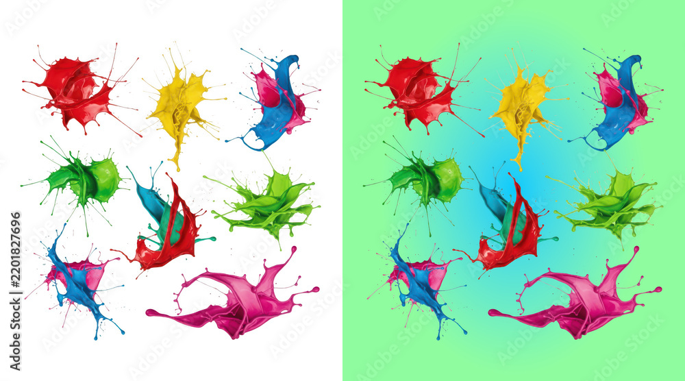 Obraz premium Colorful abstract paint splatter art digital
