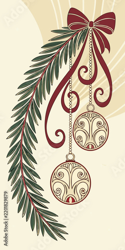 Christmas staircase with golden railing and festive decorations