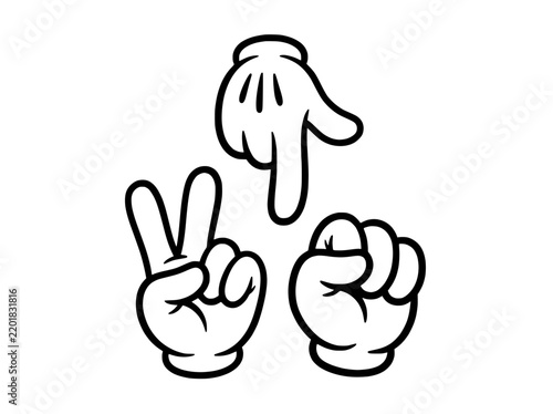 Rock Paper Scissors Cartoon Hands Isolated