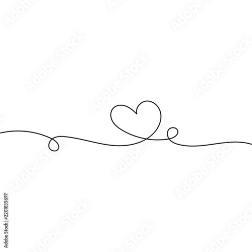 Heart continuous line art featuring a simple outline heart shape with editable stroke	
