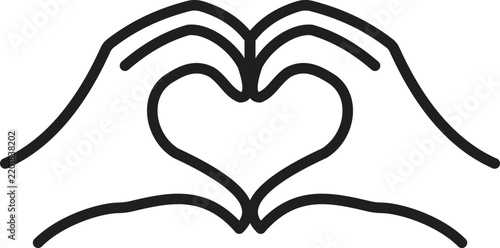 Hands forming a heart shape with love symbol