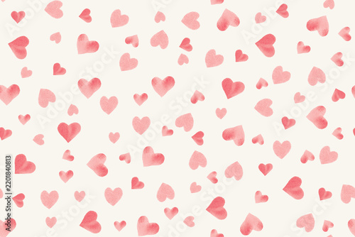 Watercolor Hearts Seamless Repeat Pattern in Pink