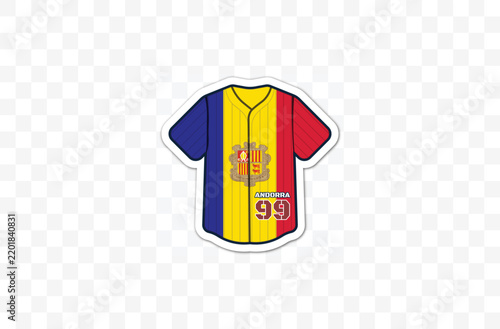 Andorra baseball jersey sticker Isolated on a transparent checkerboard background