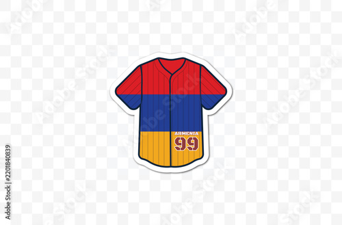 Armenia baseball jersey sticker Isolated on a transparent checkerboard background