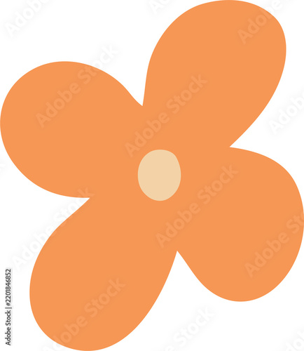 Abstract colorful flower drawing illustration. Funny children art style floral doodle cartoon collection, hand drawn basic nature shapes on isolated background.