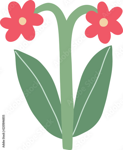 Abstract colorful flower drawing illustration. Funny children art style floral doodle cartoon collection, hand drawn basic nature shapes on isolated background.