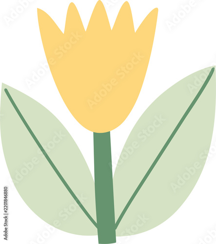 Abstract colorful flower drawing illustration. Funny children art style floral doodle cartoon collection, hand drawn basic nature shapes on isolated background.