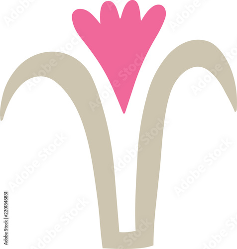 Abstract colorful flower drawing illustration. Funny children art style floral doodle cartoon collection, hand drawn basic nature shapes on isolated background.
