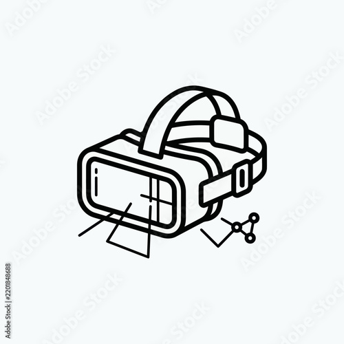 Virtual Reality Headset Icon with Futuristic Technology Elements