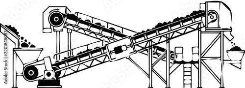 Industrial Mining Conveyor Belt System Illustration