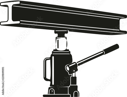 Hydraulic Jack Lifting a Heavy Steel Beam Flat Icon