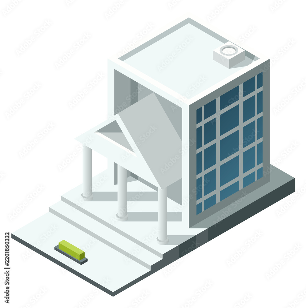 Obraz premium Isometric bank icon. City building. Urban architecture