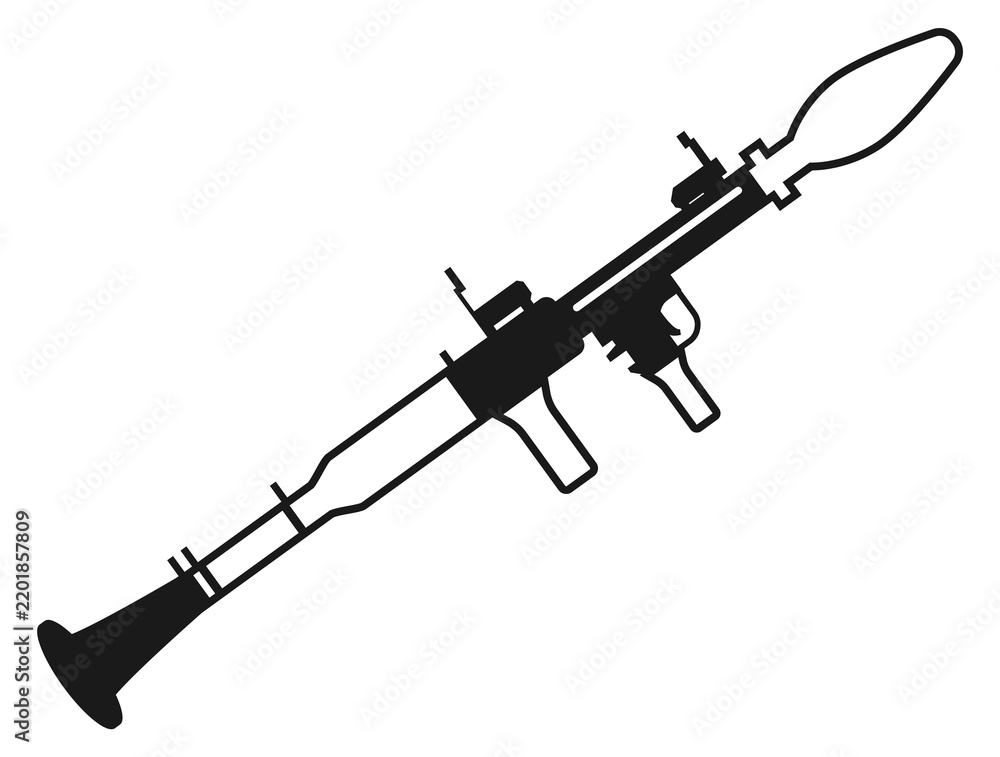 Obraz premium Grenade launcher weapon. Shoulder fired missile gun black icon