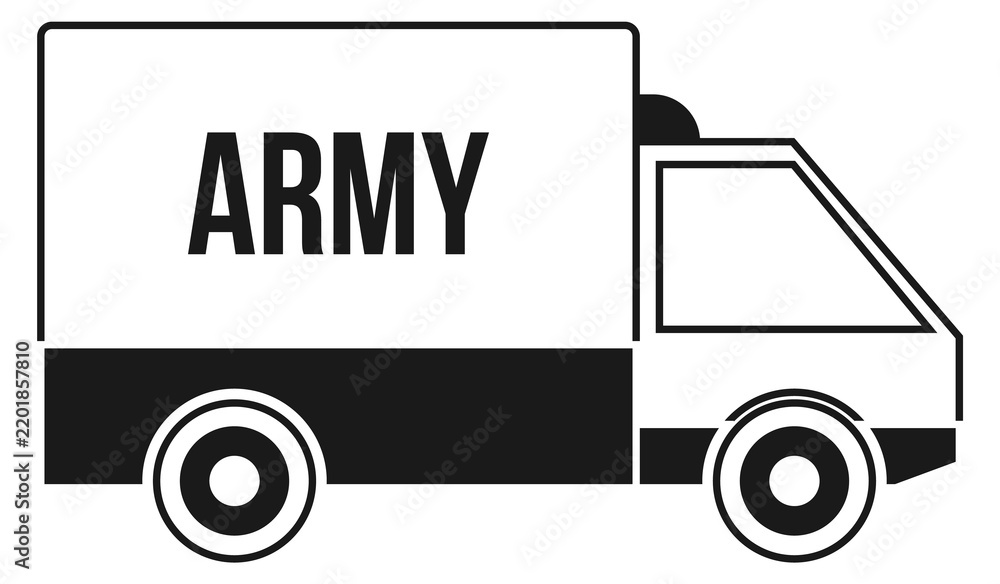 Obraz premium Army truck black icon. Military transport symbol