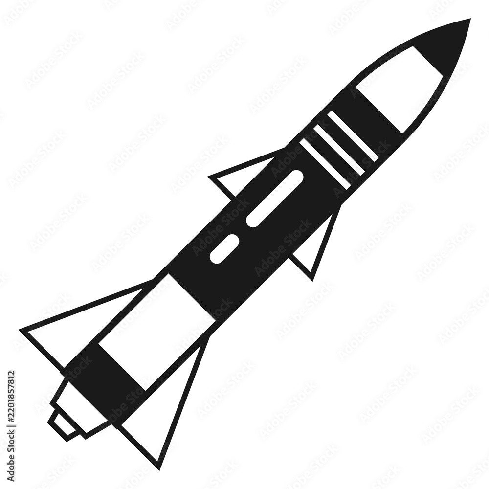 Obraz premium Military rocket black icon. Army weapon ammo