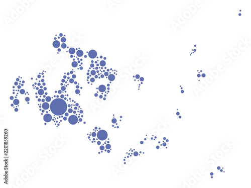Aland Islands vector map with packed blue circles