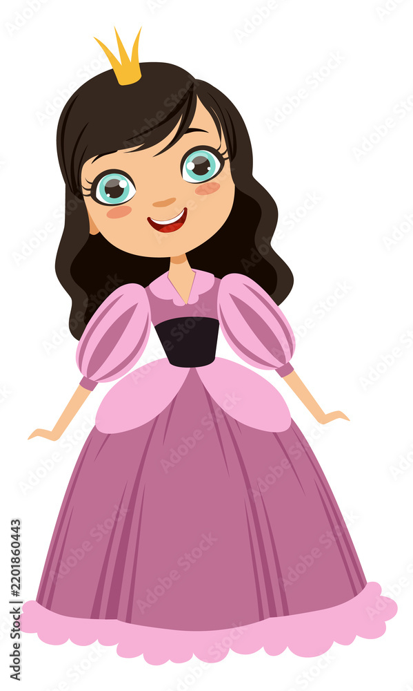 Obraz premium Girl in crown. Cartoon fantasy princess. Cute character