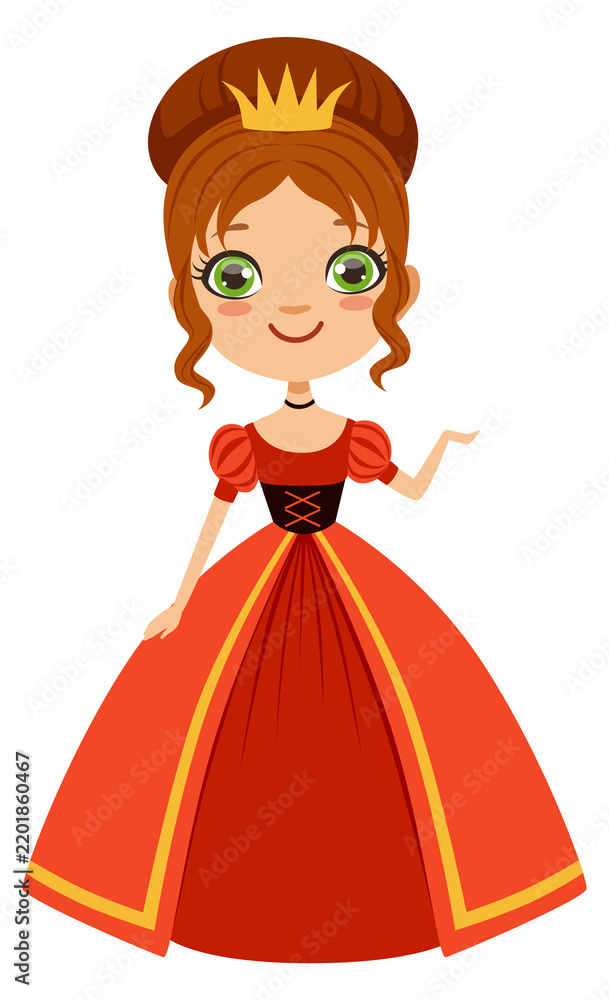 Obraz premium Fantasy princess character. Queen girl in golden crown