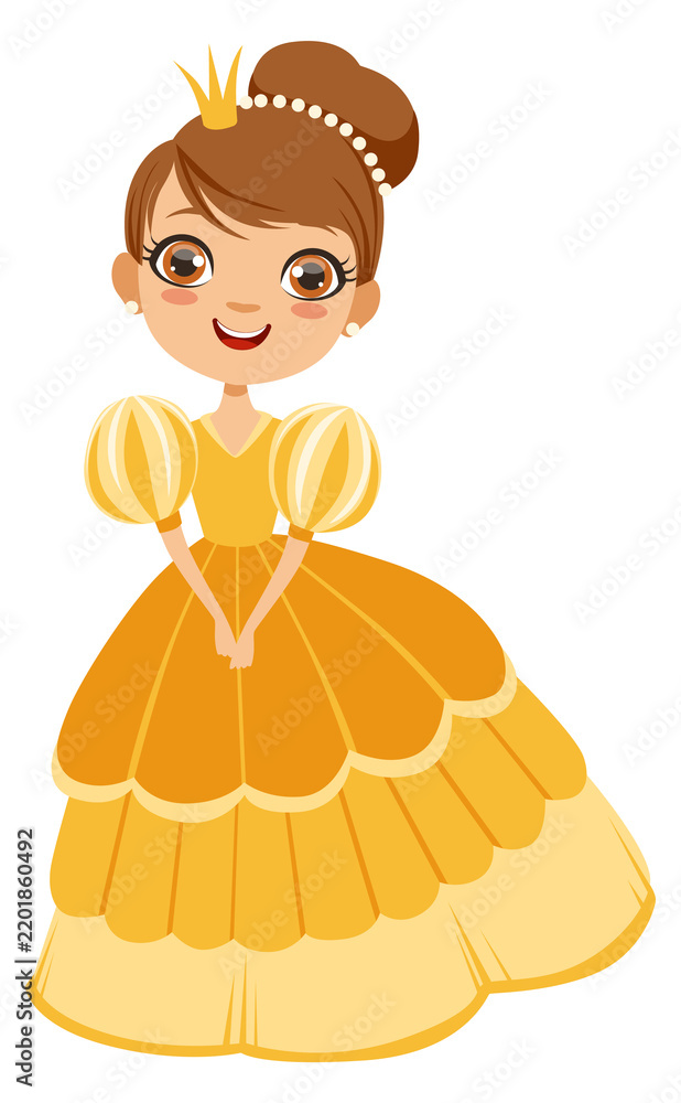 Obraz premium Queen character. Cartoon fairytale pretty girl in crown
