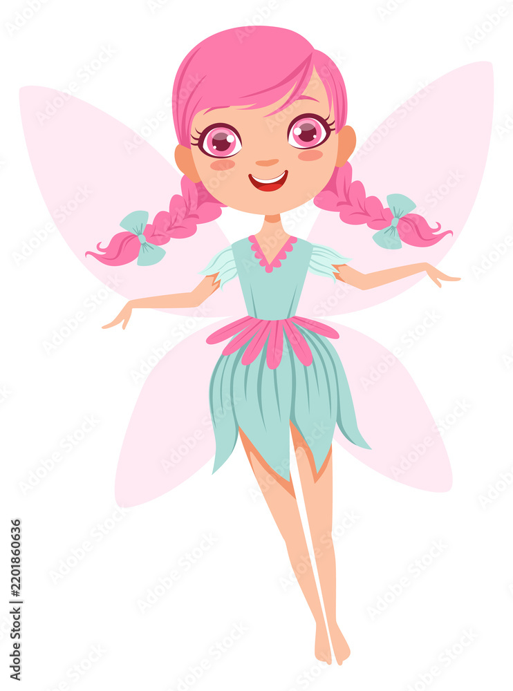 Obraz premium Flying fairy. Cartoon fantasy character. Fairytale girl
